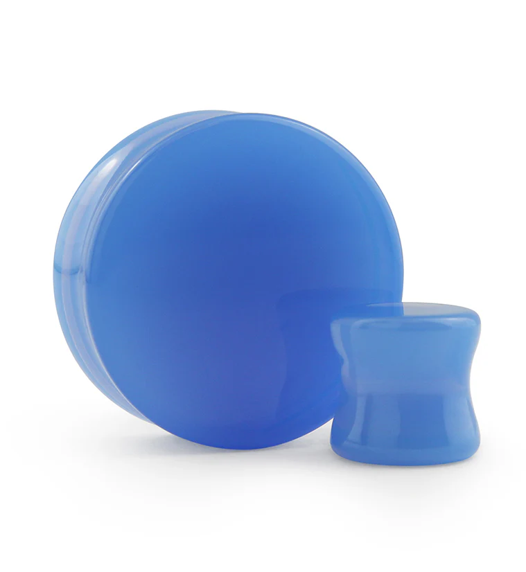 Periwinkle Glass Double Flare Plugs - Mrs Treak