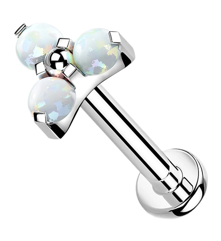 Triad White Opalite Titanium Internally Threaded Labret - Mrs Treak