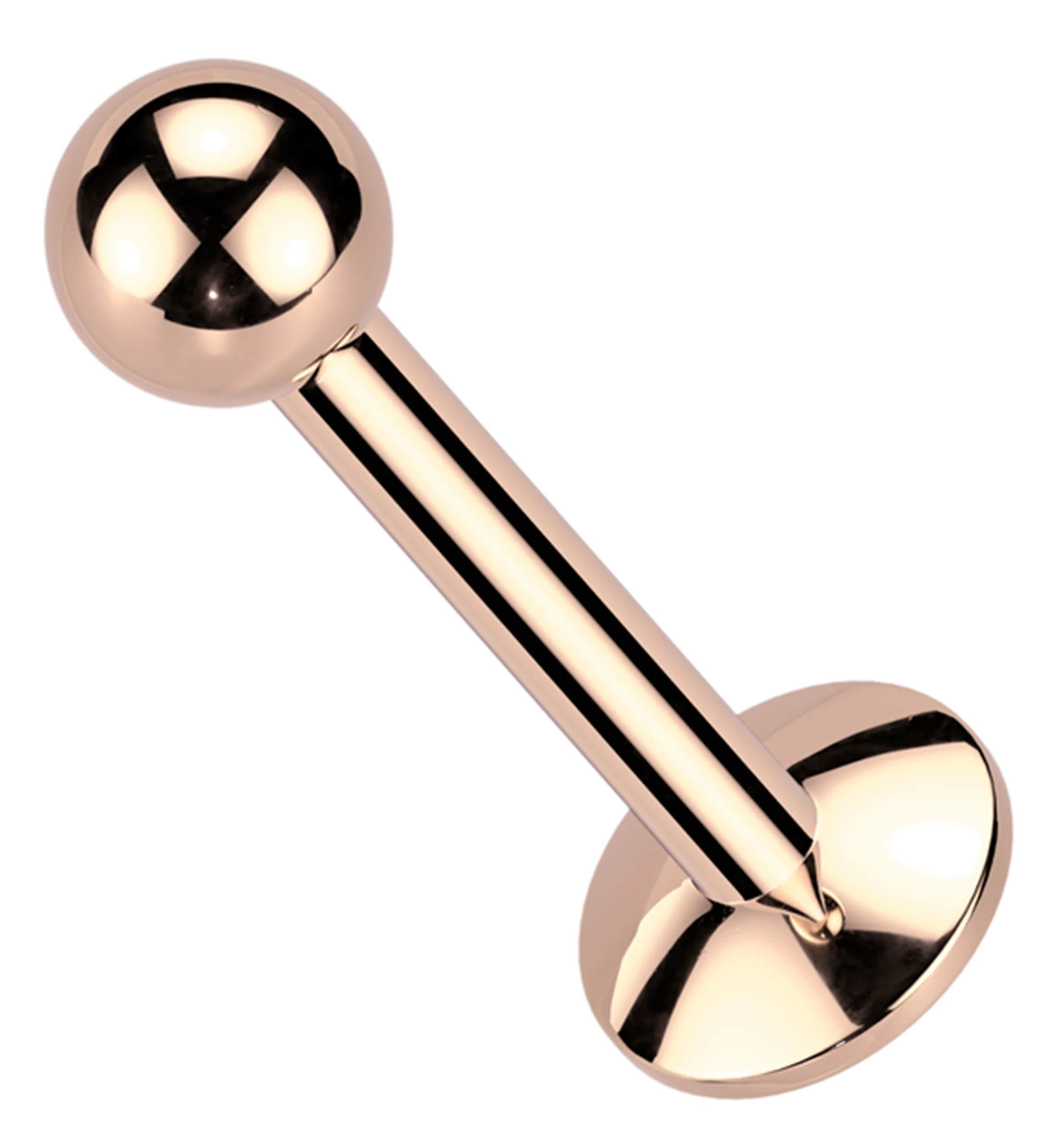 Rose Gold PVD Ball Top Internally Threaded Titanium Convex Disk Labret - Mrs Treak