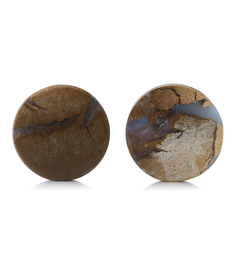 Boulder Opal Stone Plugs 3/4