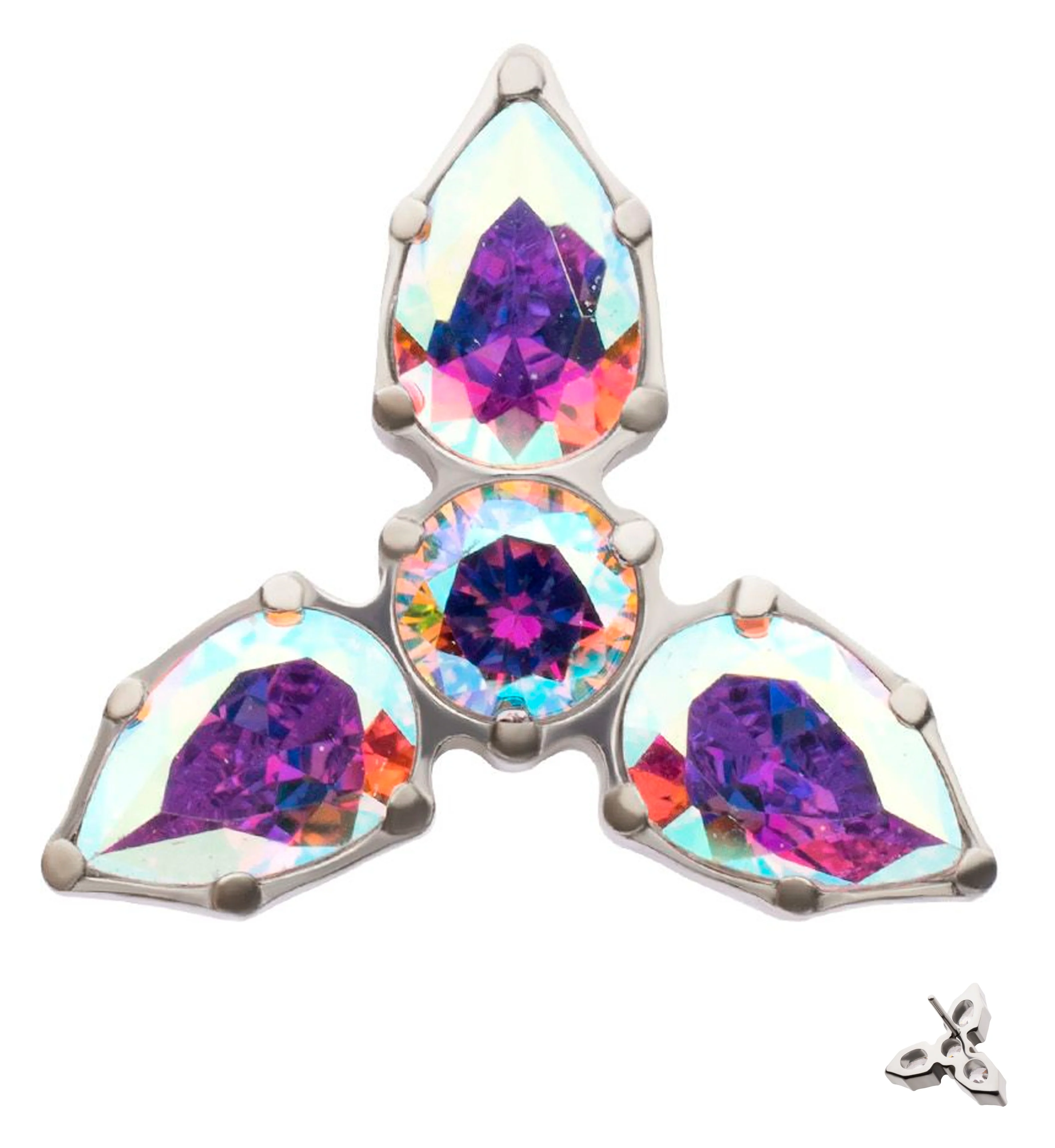 Triad Rainbow Aurora CZ Titanium Threadless Top - Mrs Treak