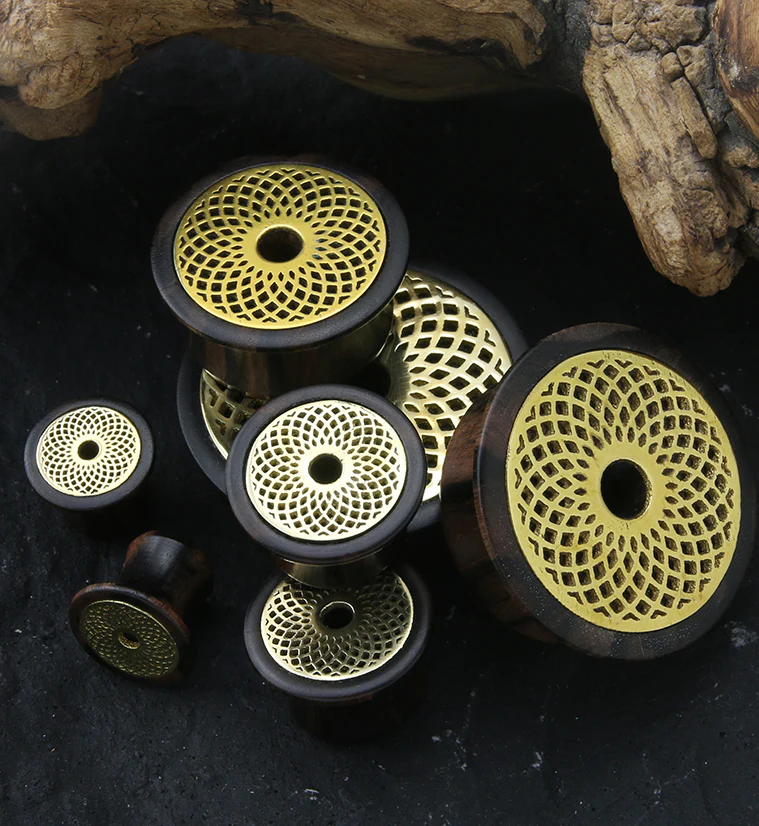 Torus Brass Areng Wood Mayan Flare Plugs - Mrs Treak