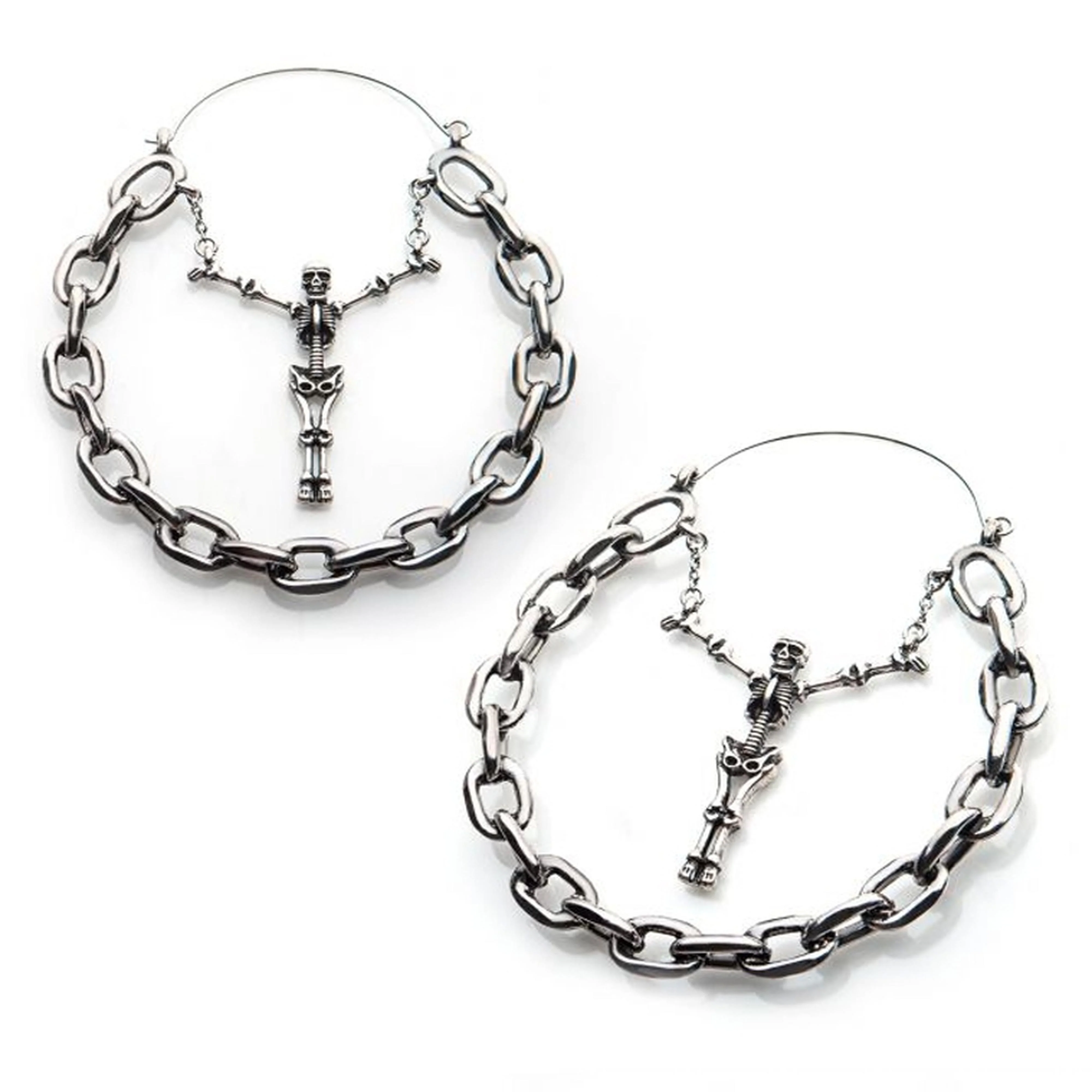 20G Skeleton Chain Plug Hoops - Mrs Treak