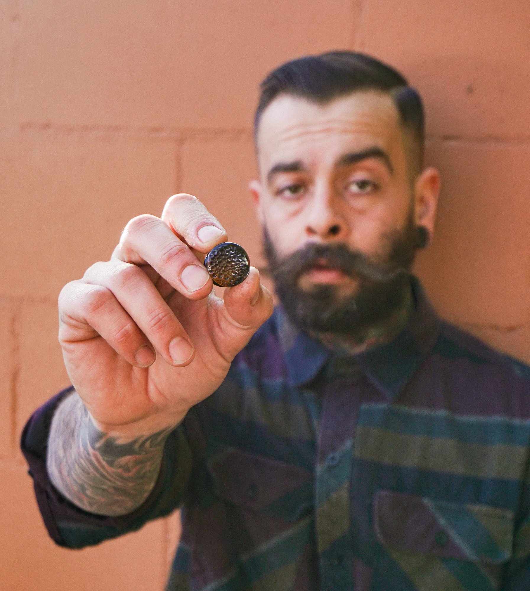 Amber Hammered Glass Double Flare Plugs - Mrs Treak