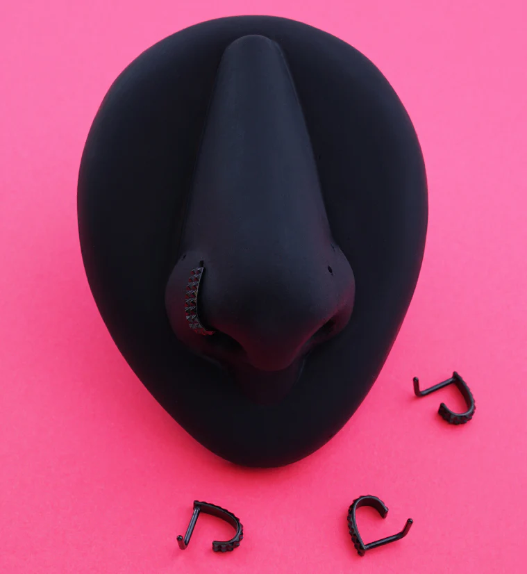Black PVD Studded Nose Curve - Mrs Treak