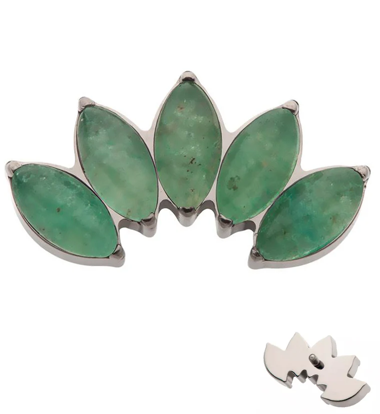 Half Crown Aquamarine Stone Internally Threaded Titanium Top - Mrs Treak