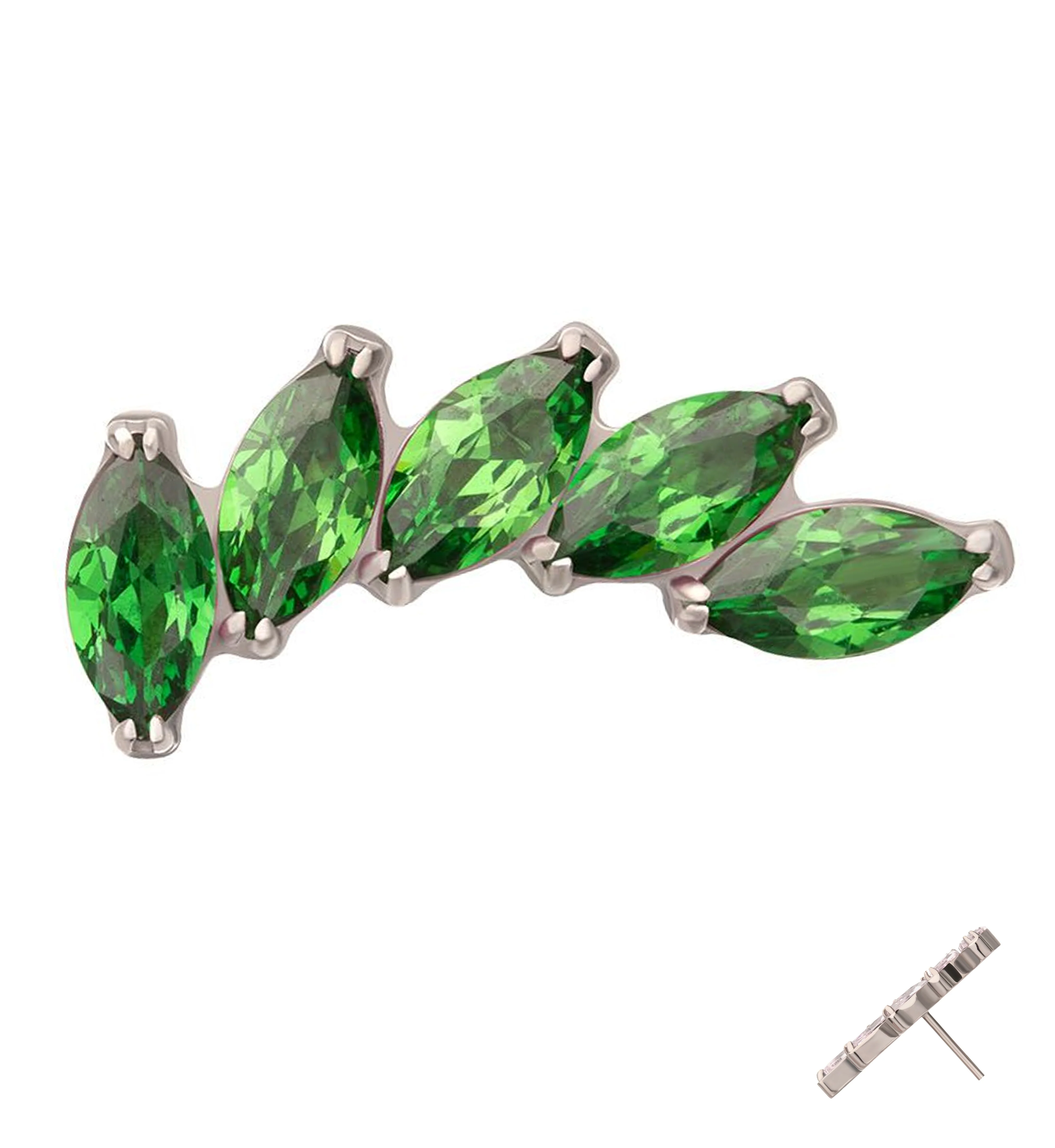 Cascade Green CZ Titanium Threadless Top - Mrs Treak