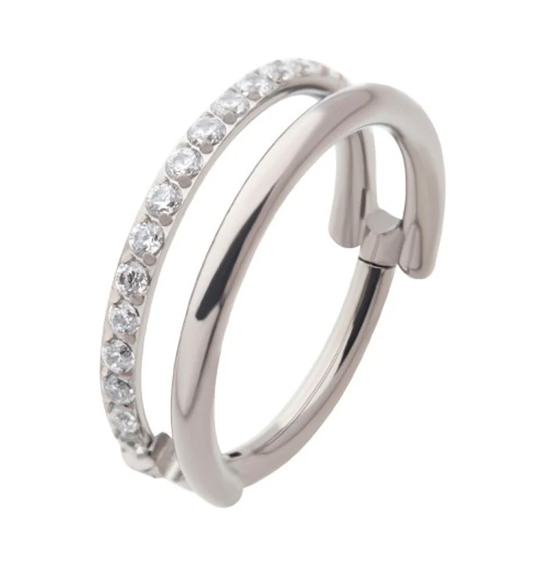 Interval CZ Row Titanium Hinged Segment Ring - Mrs Treak