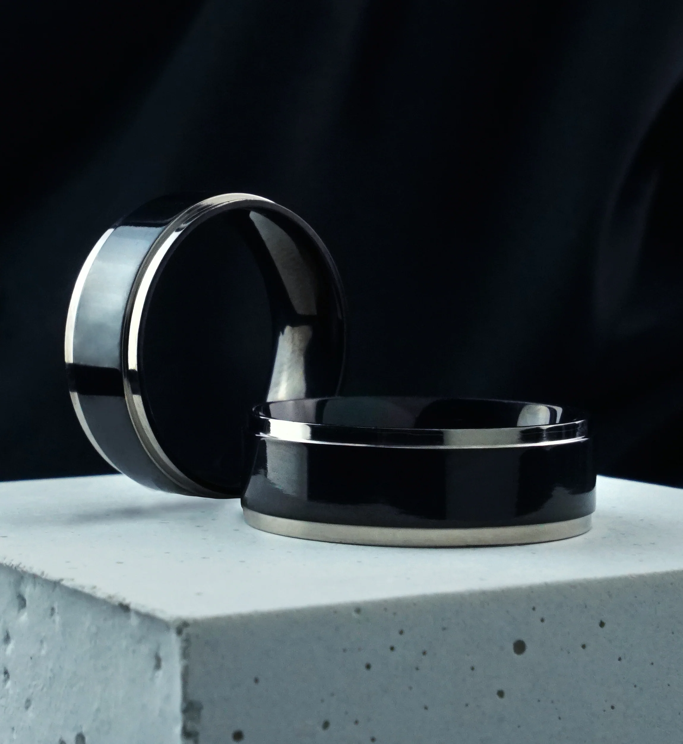 Centered Black PVD Titanium Ring - Mrs Treak