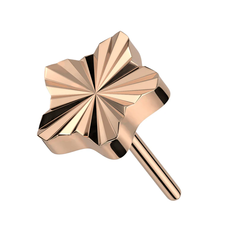 Rose Gold PVD Retro Star Threadless Titanium Top - Mrs Treak