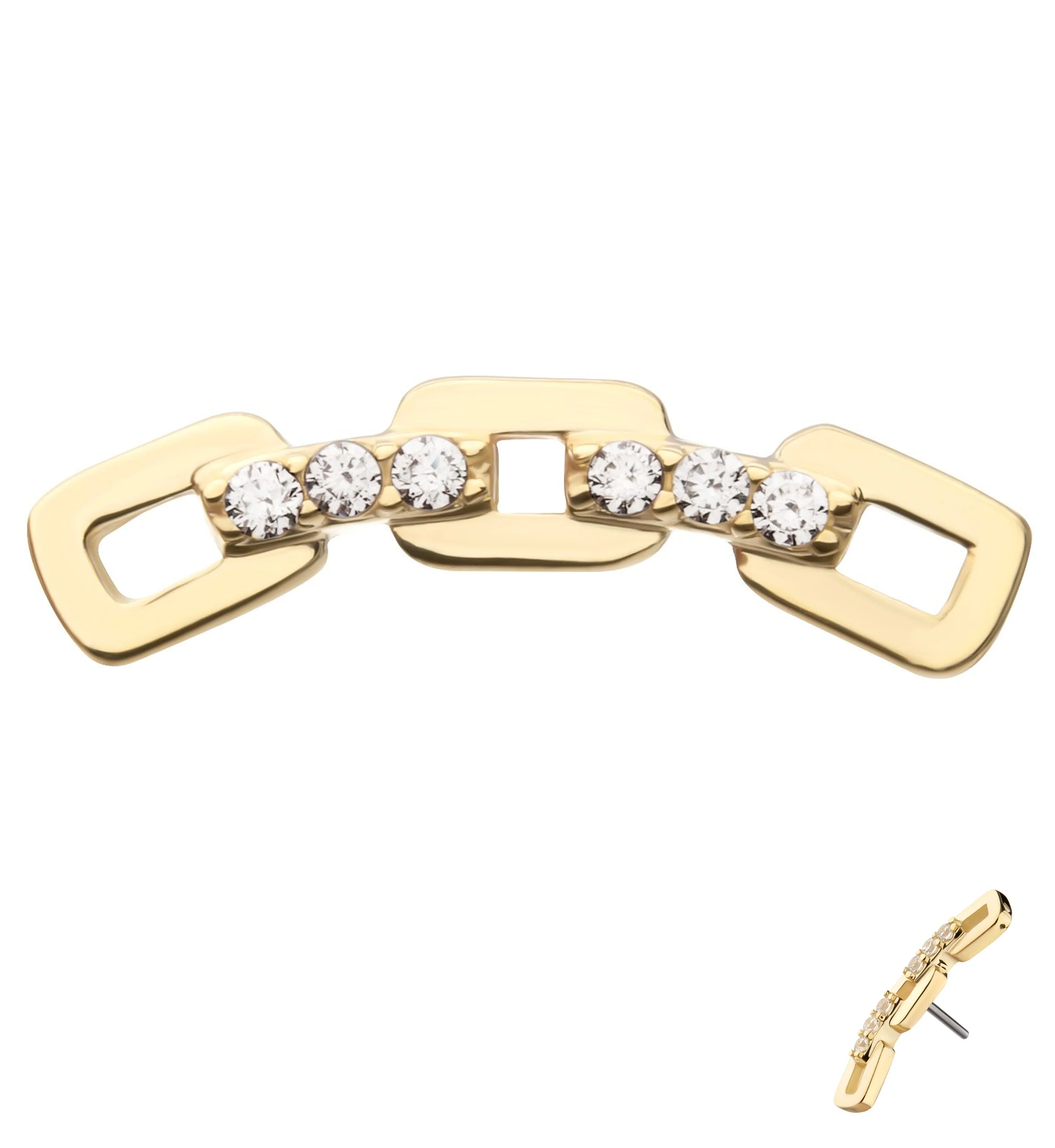 14kt Gold Chain Arch Clear CZ Threadless Top - Mrs Treak