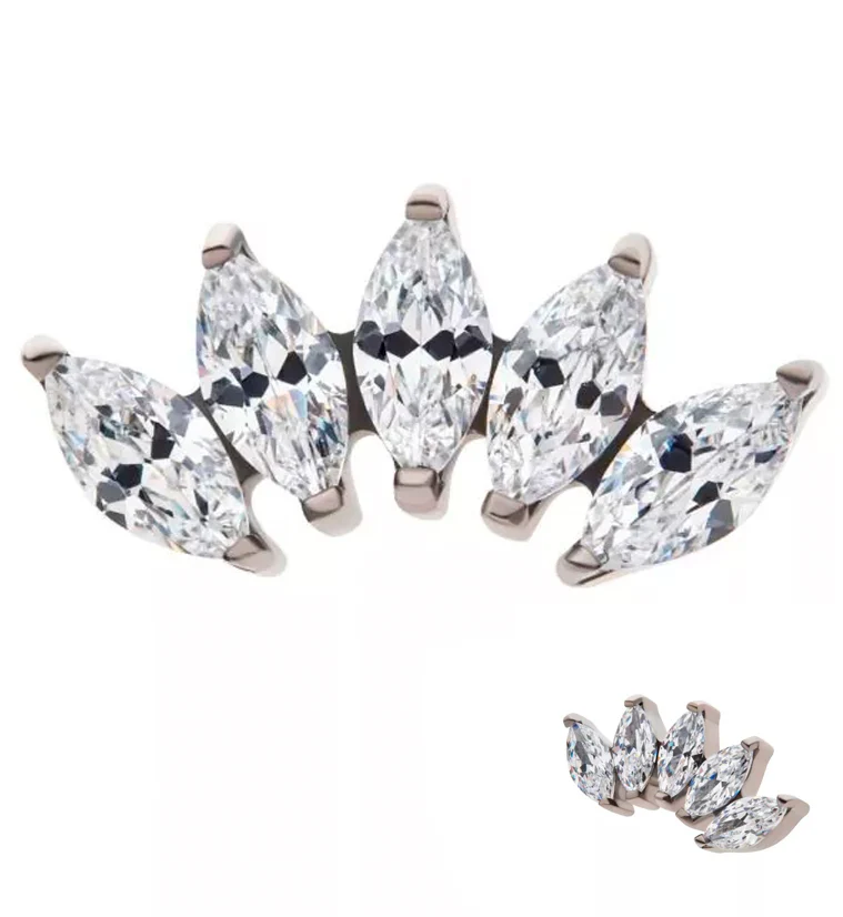 Half Crown CZ Threadless Titanium Top - Mrs Treak