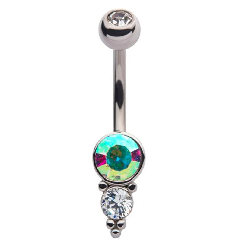 Rainbow Aura Drop CZ Belly Ring - Mrs Treak