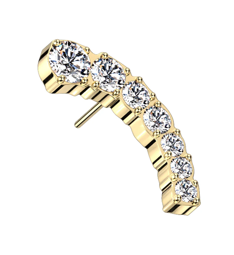 Gold PVD Ascend CZ Threadless Titanium Top - Mrs Treak