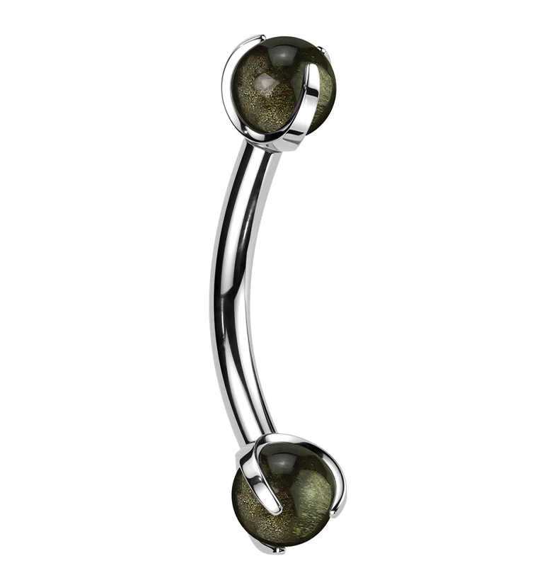 Claw Obsidian Stone Titanium Internally Threaded Curved Barbell - Mrs Treak