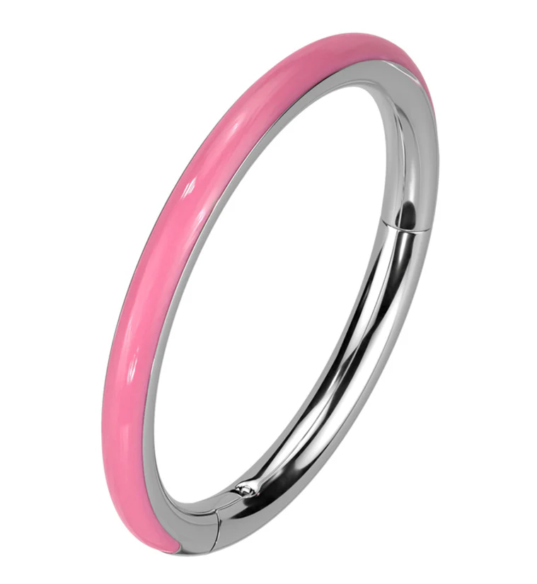 Pink Glow In The Dark Side Facing Titanium Hinged Segment Ring - Mrs Treak