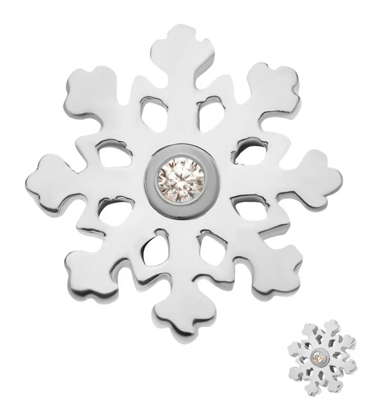Snowflake Clear CZ Threadless Titanium Top - Mrs Treak