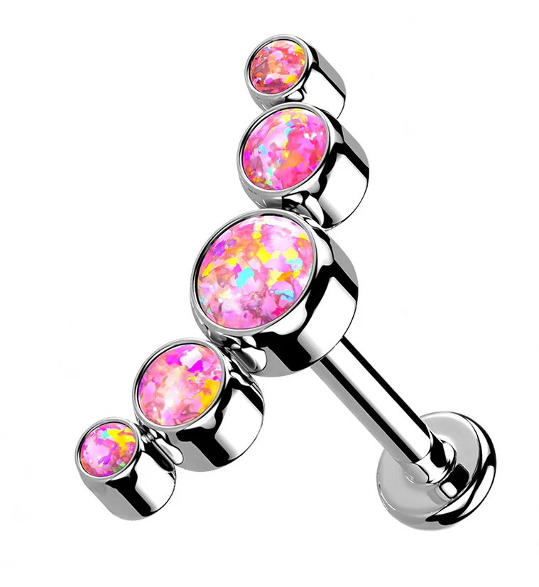 Pink Opalite Quinary Titanium Cartilage Labret - Mrs Treak