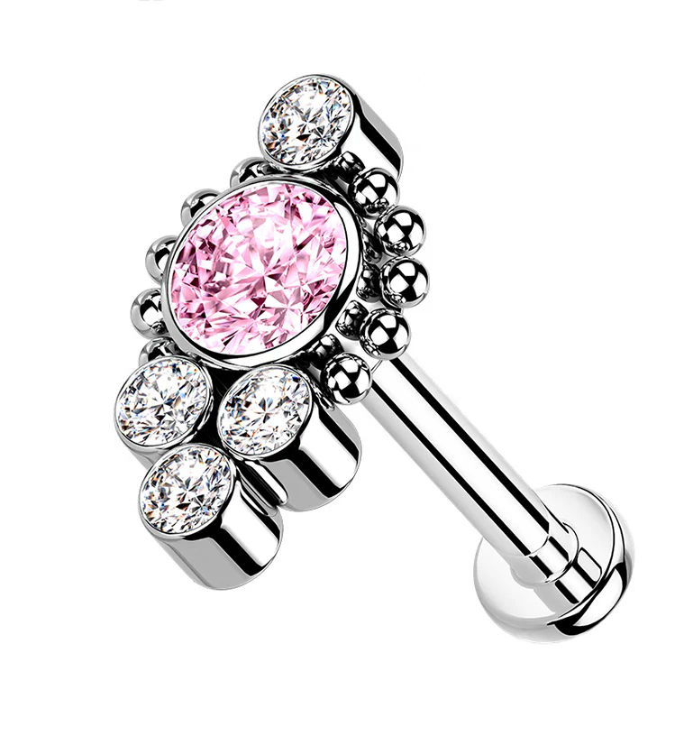Regal Pink CZ Bundle Titanium Labret - Mrs Treak