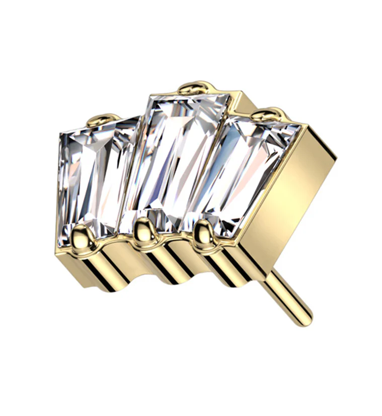 Gold PVD Trinal Clear CZ Titanium Threadless Top - Mrs Treak