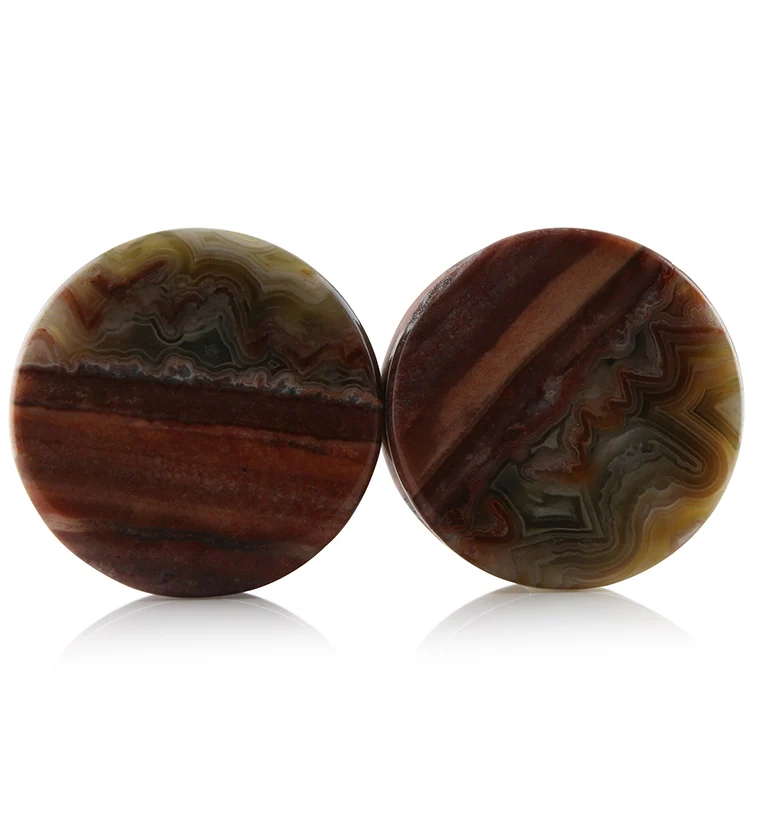 Laguna Lace Agate Stone Plugs 1 Inch (25mm) Version 14 - Mrs Treak