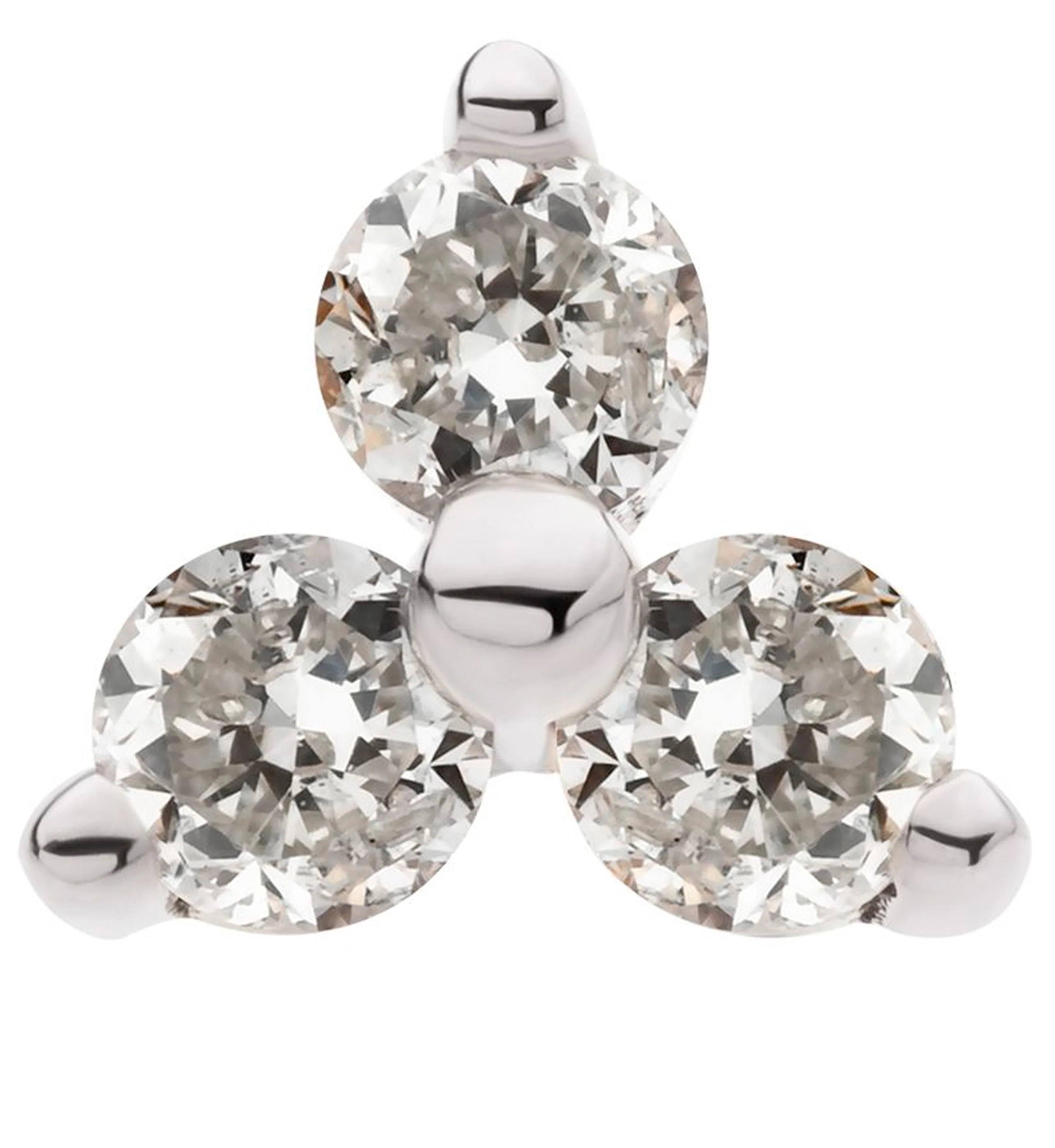 14kt White Gold Trinity Round Clear CZ Threadless Top - Mrs Treak