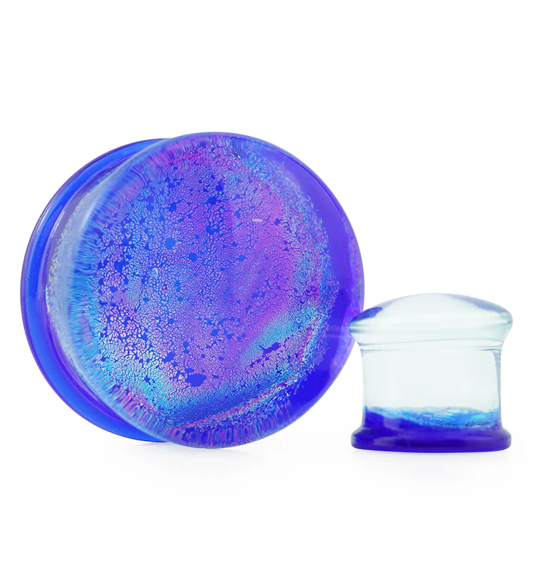 Nightfall Dichroic Glass Double Flare Plugs - Mrs Treak