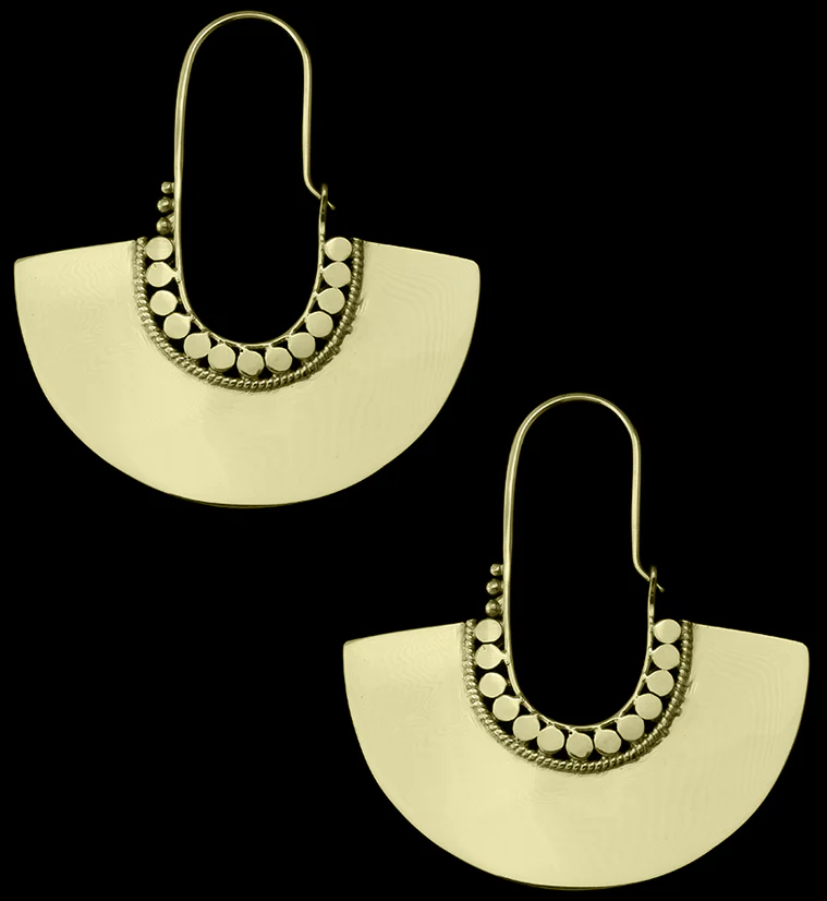 Beaded Arc Brass Hangers / Earrings - Mrs Treak