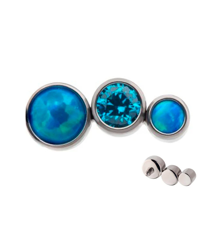 Crescendo Topaz CZ and Blue Opalite Internally Threaded Titanium Top - Mrs Treak