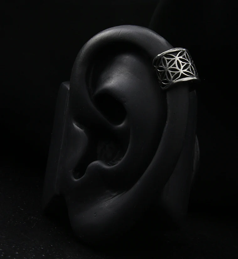 Flower White Brass Ear Cuff - Mrs Treak