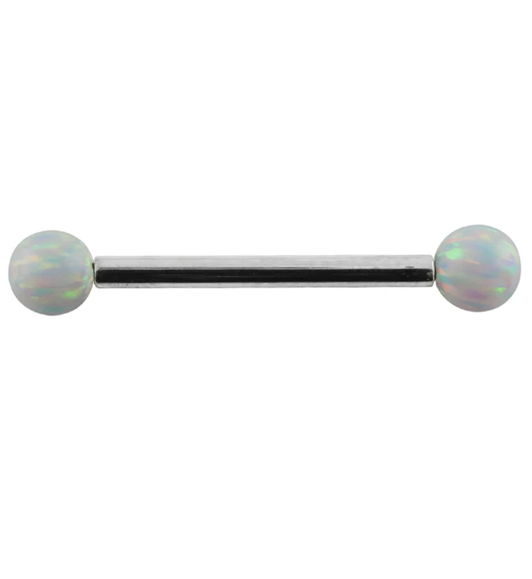 White Opalite Titanium Barbell - Mrs Treak