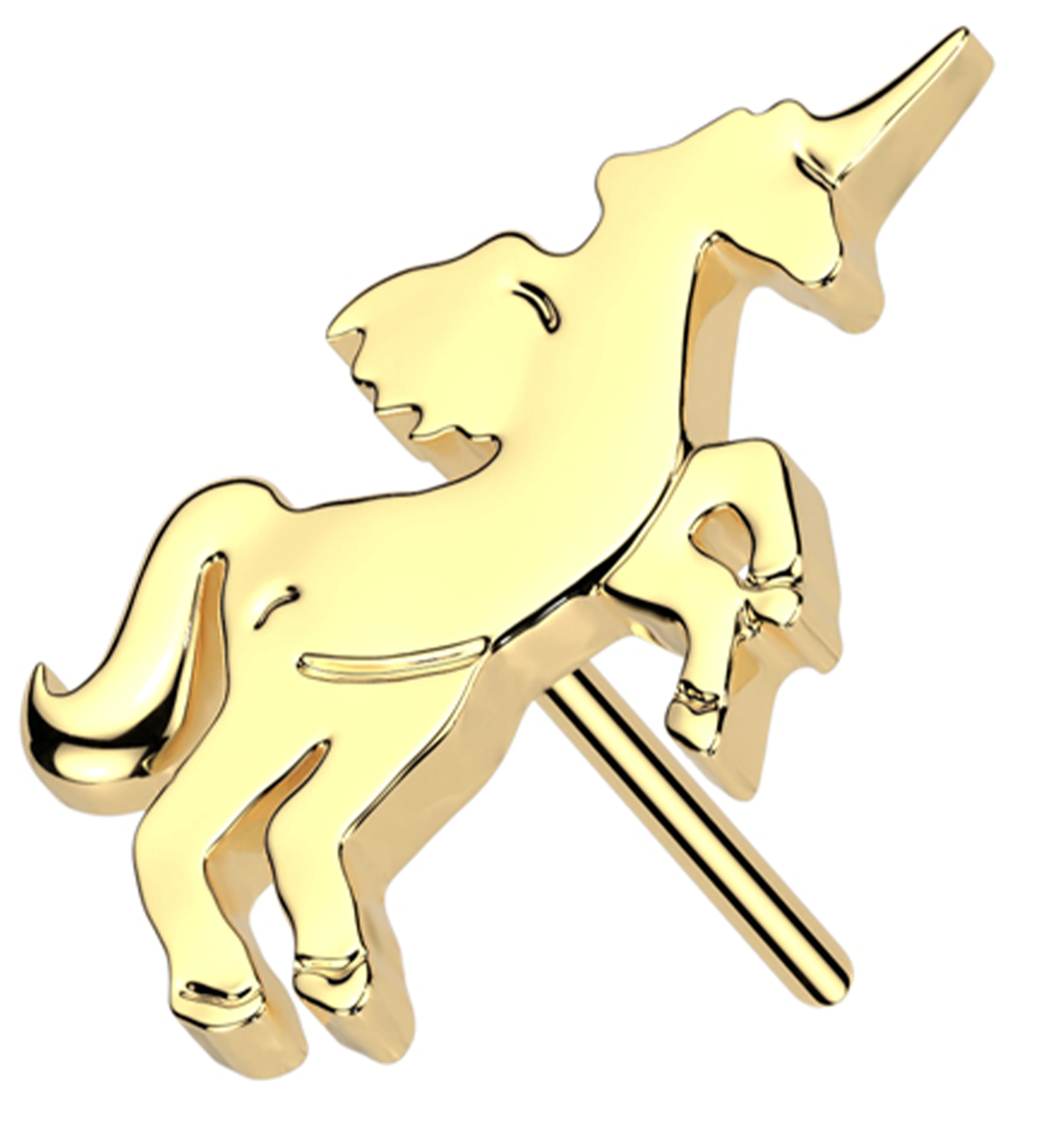 14kt Gold Rearing Unicorn Threadless Top - Mrs Treak