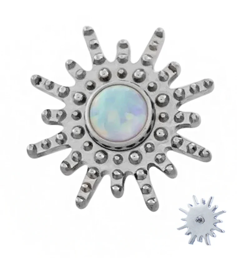 Solar Burst White Opalite Titanium Internally Threaded Top - Mrs Treak