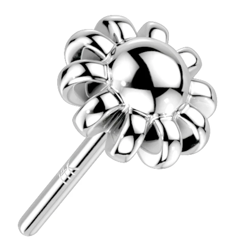 14kt White Gold Daisy Threadless Top - Mrs Treak