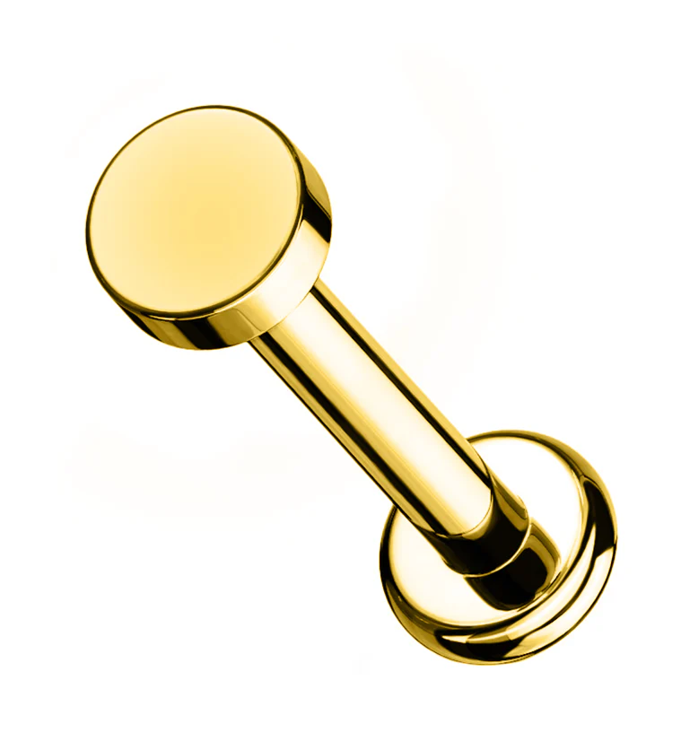 Gold PVD Flat Disk Internally Threaded Titanium Labret - Mrs Treak