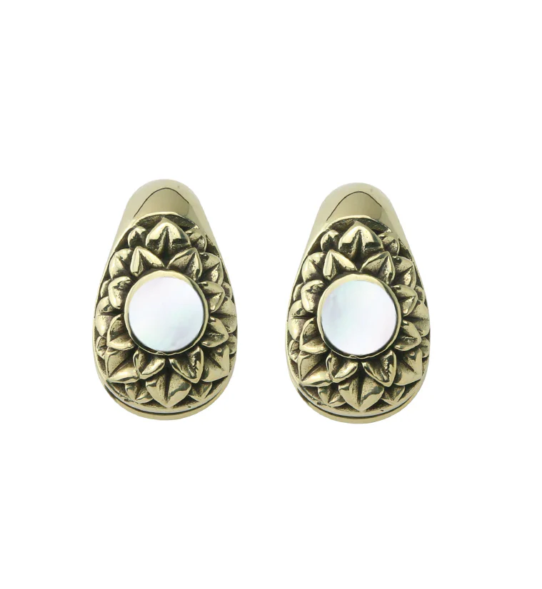 Crux MOP Keyhole Brass Ear Weights - Mrs Treak