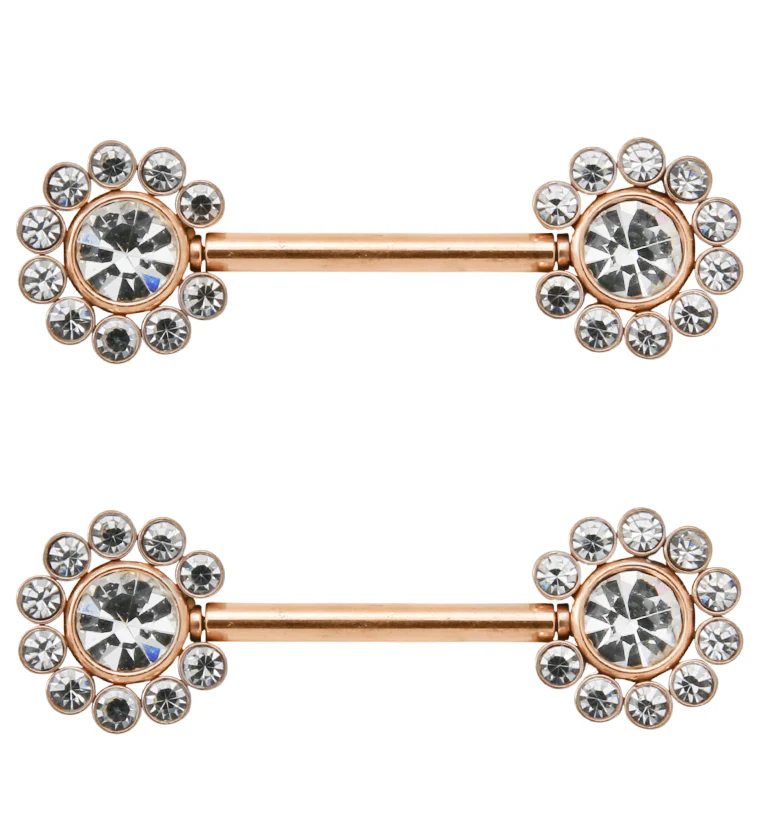 14G Rose PVD Cirque Threadless Nipple Ring Barbells - Mrs Treak