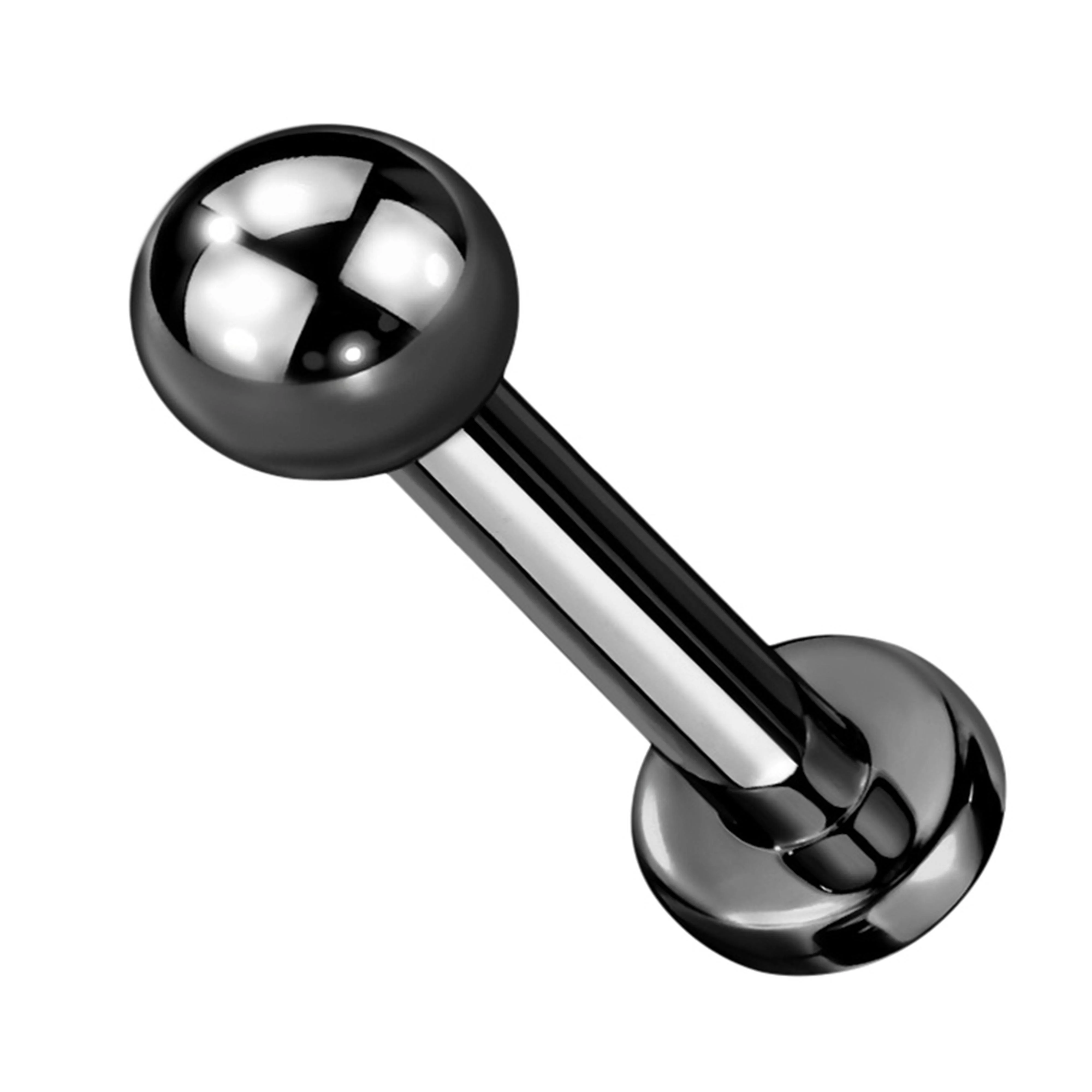 16G Black PVD Titanium Labret - External Threading - Mrs Treak