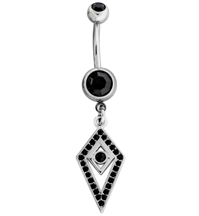 Abyss Black CZ Stainless Steel Belly Button Ring - Mrs Treak