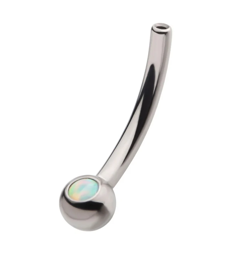 Single Opalite Titanium Curved Threadless Barbell - Mrs Treak