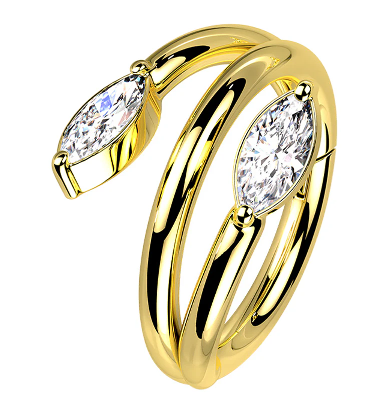 Gold PVD Wrap CZ Hinged Segment Ring - Mrs Treak
