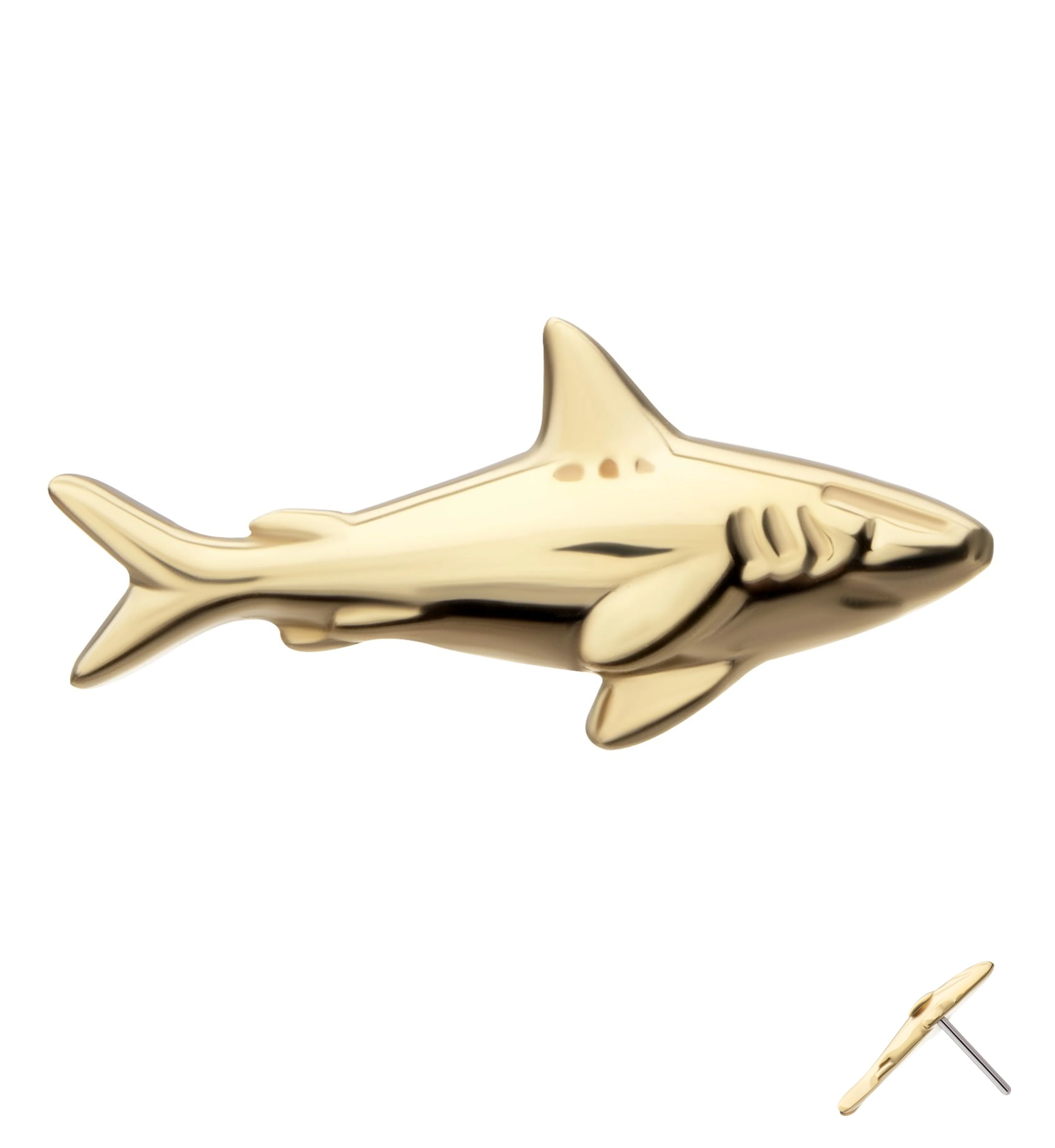 14kt Gold Classic Shark Threadless Top - Mrs Treak