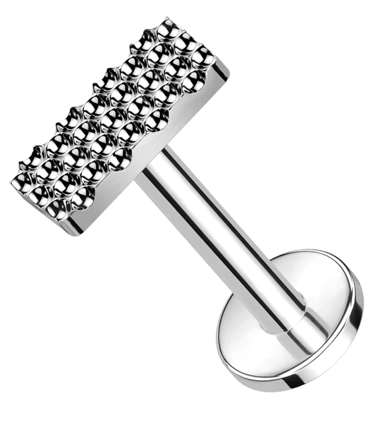 Beaded Rectangle Internally Threaded Titanium Labret - Mrs Treak