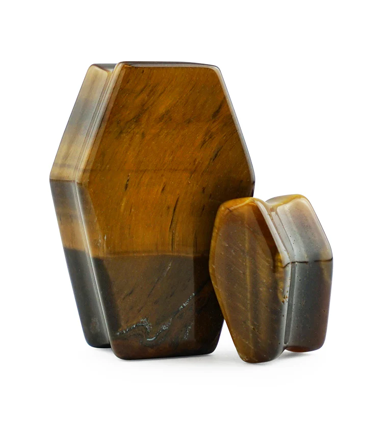 Tigers Eye Stone Coffin Plugs - Mrs Treak