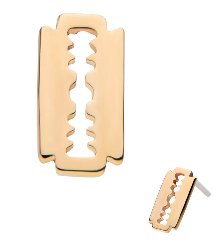 14kt Gold Razor Blade Threadless Top - Mrs Treak