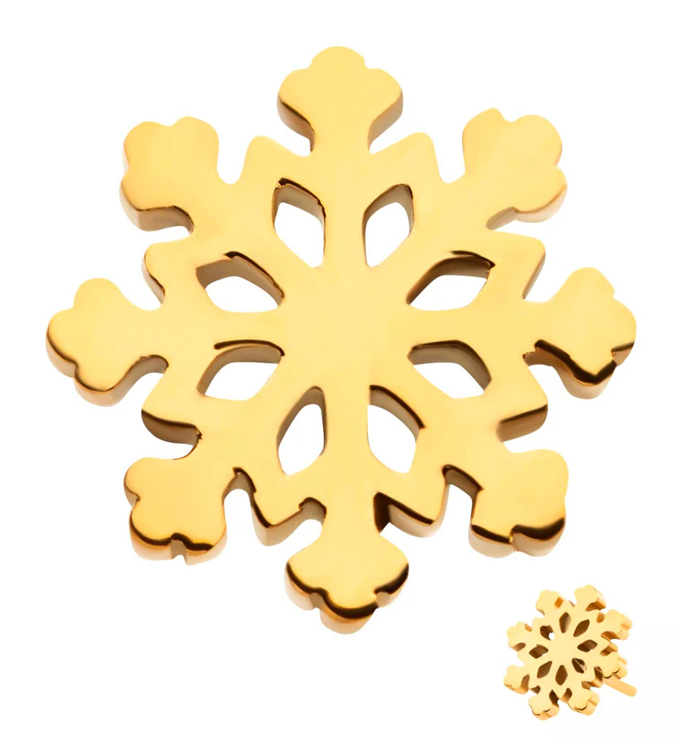 24kt Gold PVD Snowflake Threadless Titanium Top - Mrs Treak