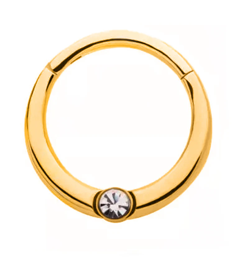 Gold PVD Single Bezel CZ Hinged Segment Ring - Mrs Treak