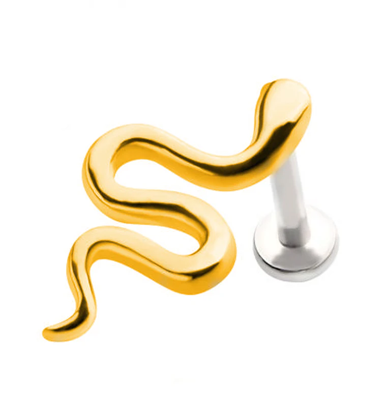Gold PVD Snake Labret Post - Mrs Treak