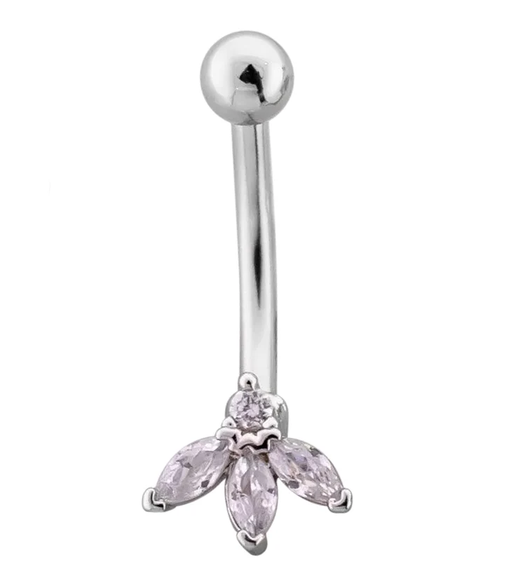 Sepal Clear CZ Stainless Steel Curved Barbell - Mrs Treak