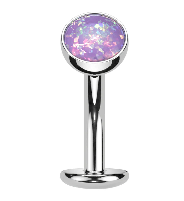 Purple Opalite Titanium Threadless Floating Belly Button Ring (Convex Disk) - Mrs Treak